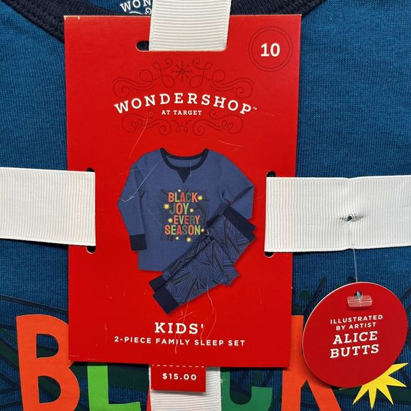 Kids Matching Family 2 piece Pajama Set - Wondershop™ Blue Size 10 Black Joy - Picture 4 of 6